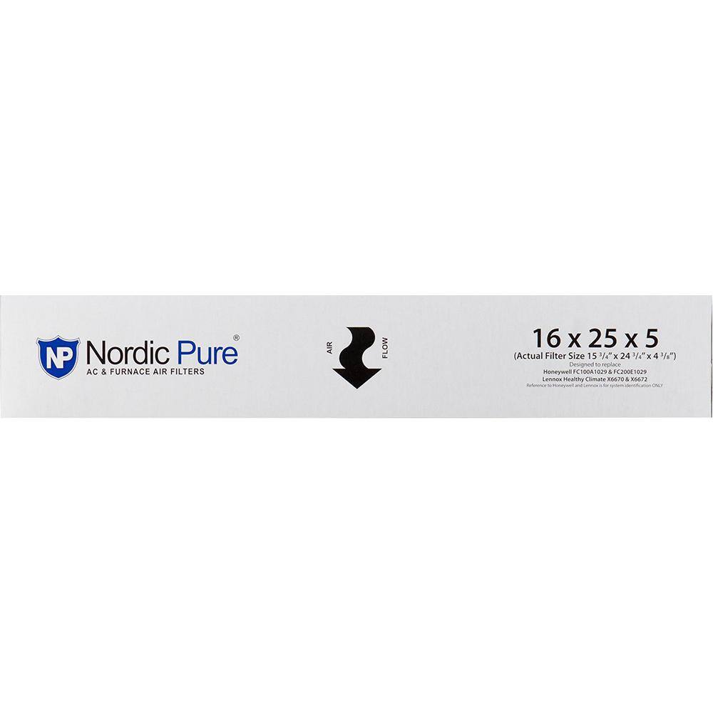 Nordic Pure 16x25x5 MERV 12 Pleated Air Filters 2 Pack