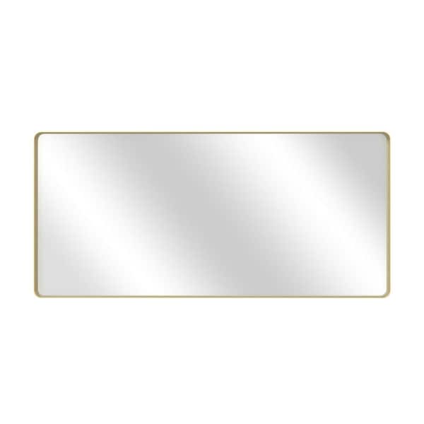 60 in. W x 28 in. H Rectangular Framed Wall-Mounted Bathroom Vanity Mirror in Tempered Glass