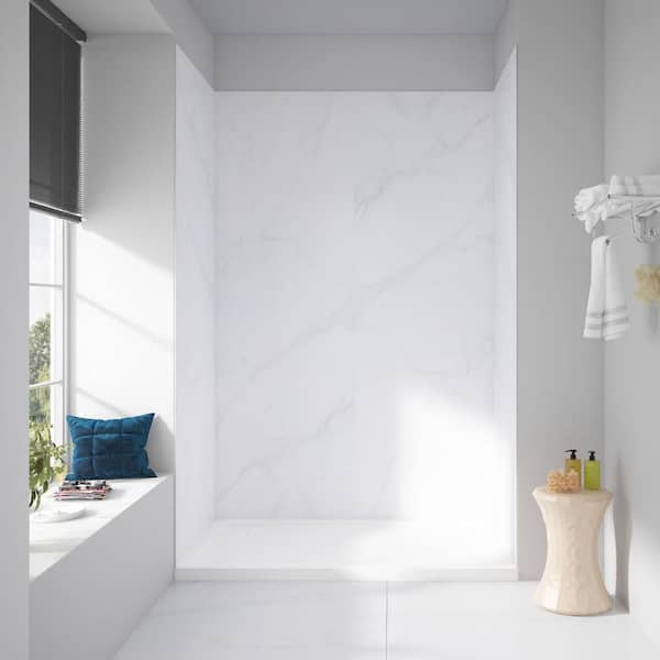 Arroyo Alcove Shower Walls 60 in. x 36 in. 80 in. in Marble Finish