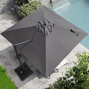 11 ft. x 11 ft. Rectangular Heavy-Duty Aluminum 360-Degree Rotation Cantilever Patio Umbrella in Dark Gray