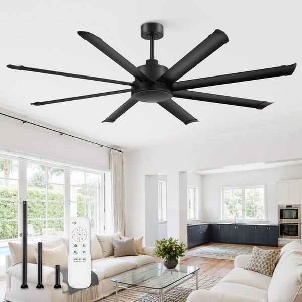 HINNIXY 72 Inch Black Large Industrial Ceiling Fan without Light