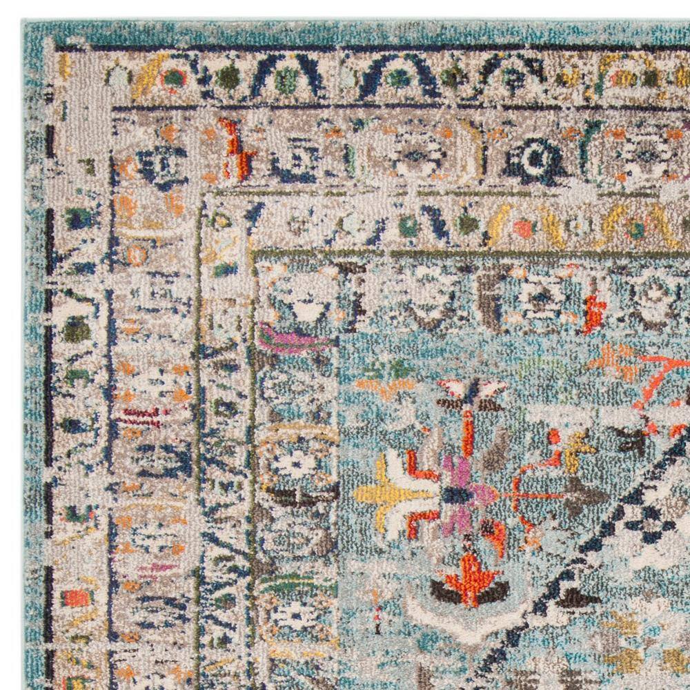 Monaco 5' x 5' Blue Floral Synthetic Square Rug