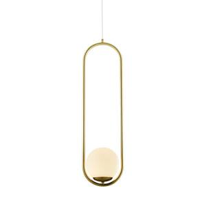 Capri 7 in. Integrated LED Pendant Lighting Fixture in Antique Brass with Glass Shade