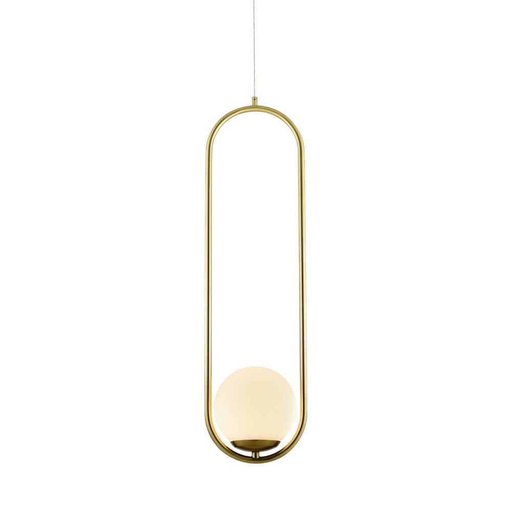 Capri Contemporary 84'' Adjustable Antique Brass LED Pendant with Glass Shade