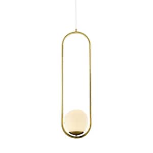 Capri 7 in. ETL Certified Integrated LED Pendant Lighting Fixture in Antique Brass with Glass Shade