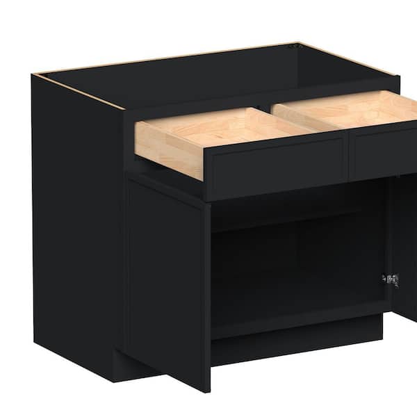 39 in. W x 24 in. D x 34.5in. H HDF Ready to Assemble Standard Base Kitchen Cabinet with 2-Drawer,1-Shelf in Ebony Black