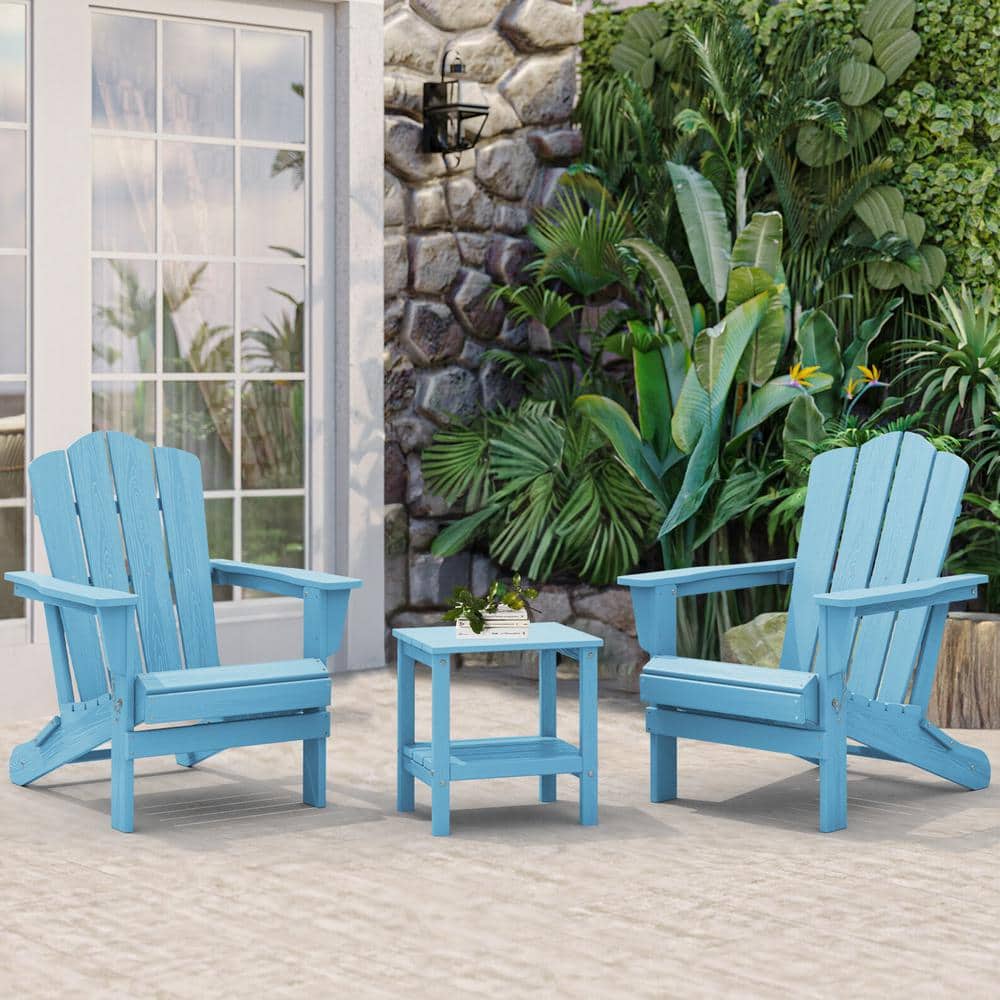 Light Blue Folding Plastic Adirondack Chair for Outdoor