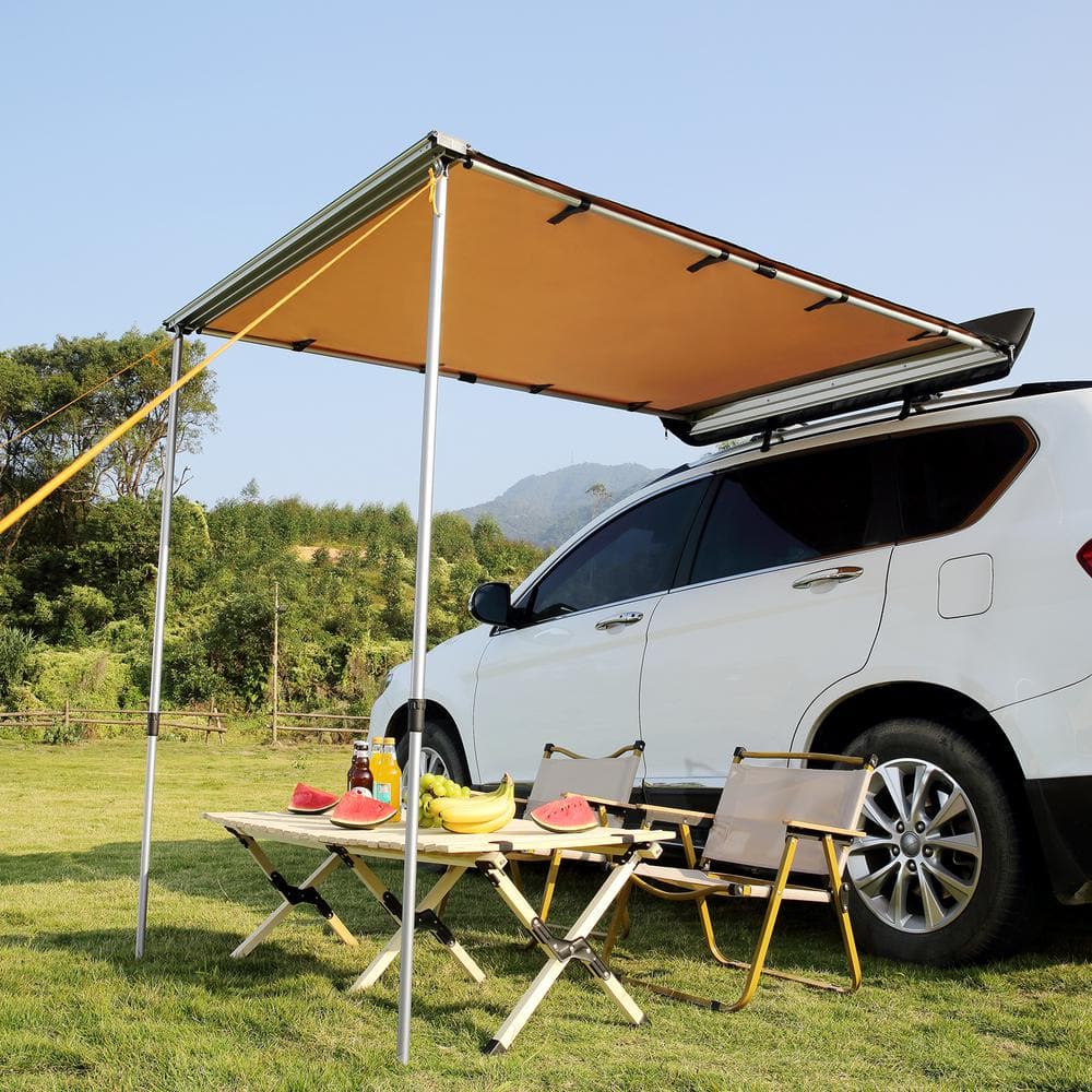 VEVOR 4.6x6.6ft Beige Polyester Retractable Vehicle Awning