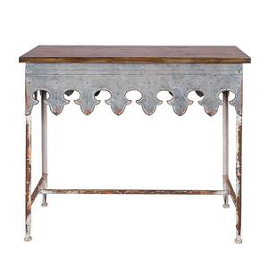 Bungalow 36 in. Zinc/Brown Standard Rectangle Wood Console Table