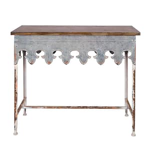 Bungalow 36 in. Zinc/Brown Standard Rectangle Wood Console Table