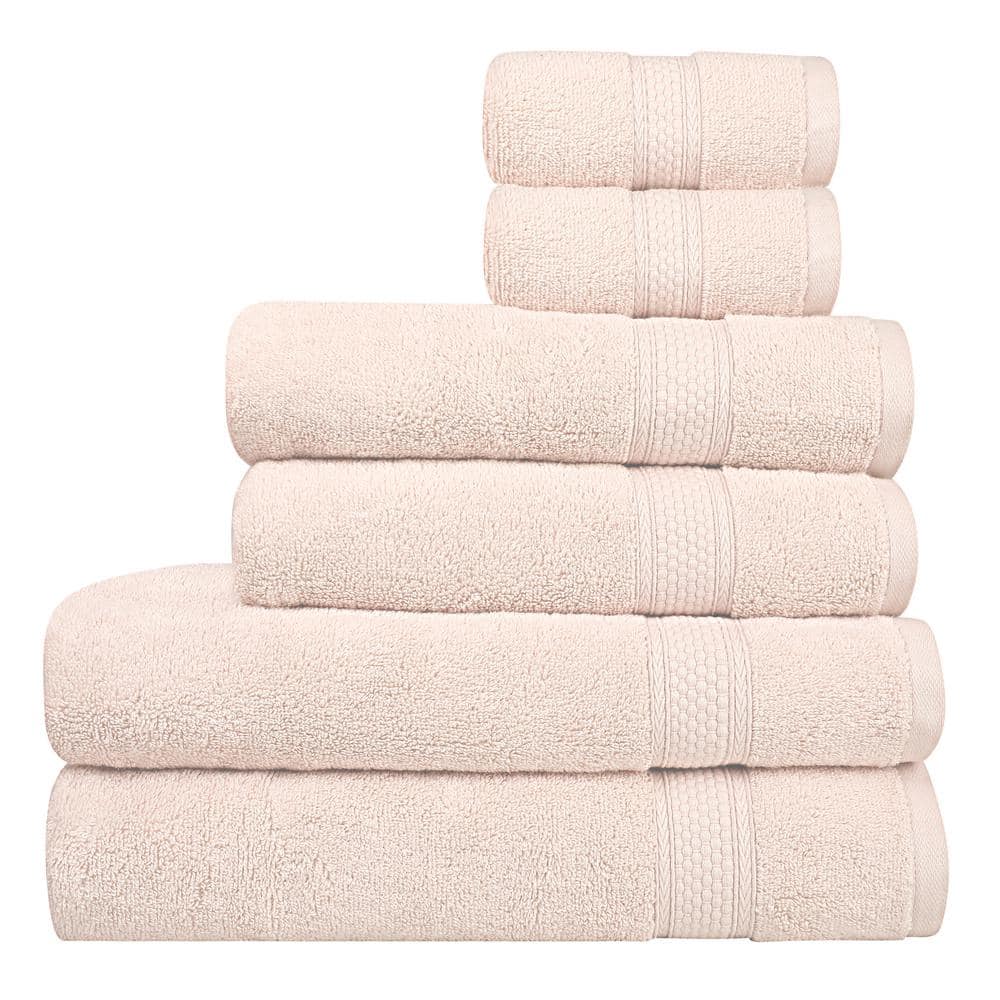 A1 Home Collections A1HC 500 GSM Duet Technology 100% Cotton Ring Spun Peach Blush Quick Dry Low Lint Highly Absorbent 6 Piece Towel Set