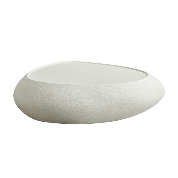 47.24 in. White Oval Fiberglass Coffee Table with Raised Edge and No Assembly Needed durable construction