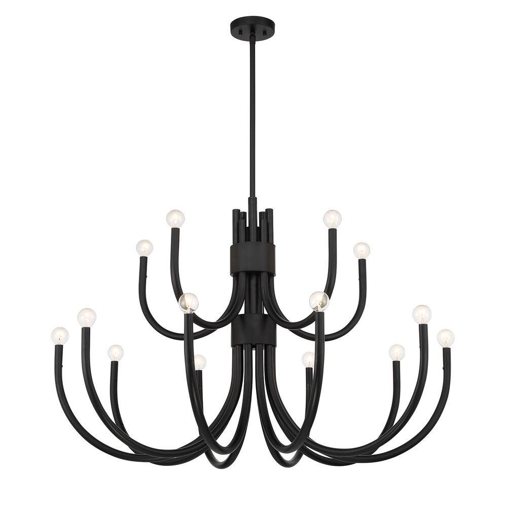 Sorrento Matte Black 15-Light Metal Chandelier