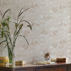 Swans Dove Grey Metallic Non Woven Removable Paste the Wall Wallpaper
