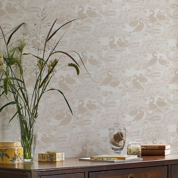 Laura Ashley Swans Dove Grey Wallpaper