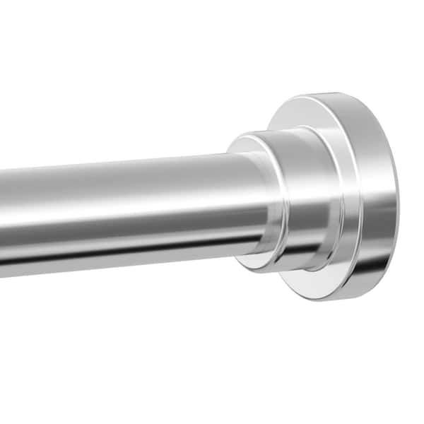 28 in. to 74 in. Silver Stainless Steel Adjustable Tension Shower Curtain Rod, No Drilling, No Rust, Non Slip