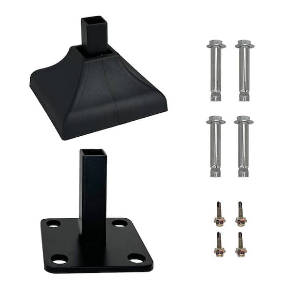 1x1 in. Black Matal Exterior Stair Part Handrail Fitting, Premium Heavy Duty Powder-Coated Steel for Handrail