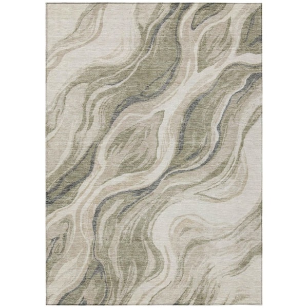 Chantille Machine Washable Indoor/Outdoor Abstract ACN3025 Cream 9 ft. x 12 ft. Area Rug