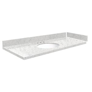 Silestone 49.5 in. W x 22.25 in. D Quartz White Round Single Sink Vanity Top in Lyra