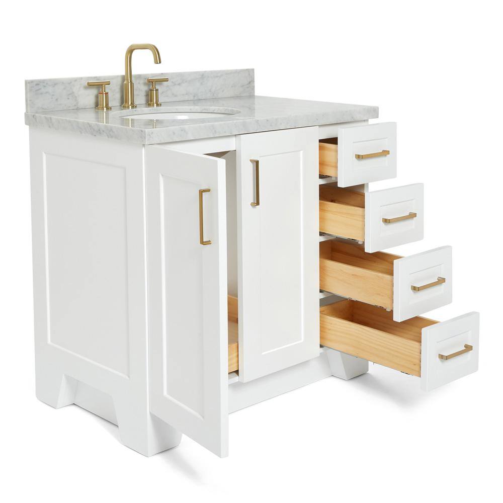 Taylor 37" White Marble Top Single Sink Vanity