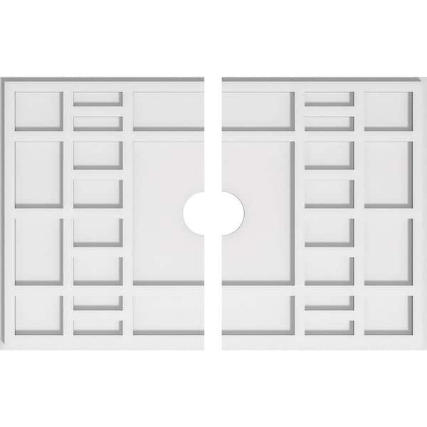 Ekena Millwork 28 in. W x 18-5/8 in. H x 3 in. ID x 1 in. P Beaux Architectural Grade PVC Contemporary Ceiling Medallion (2-Piece)