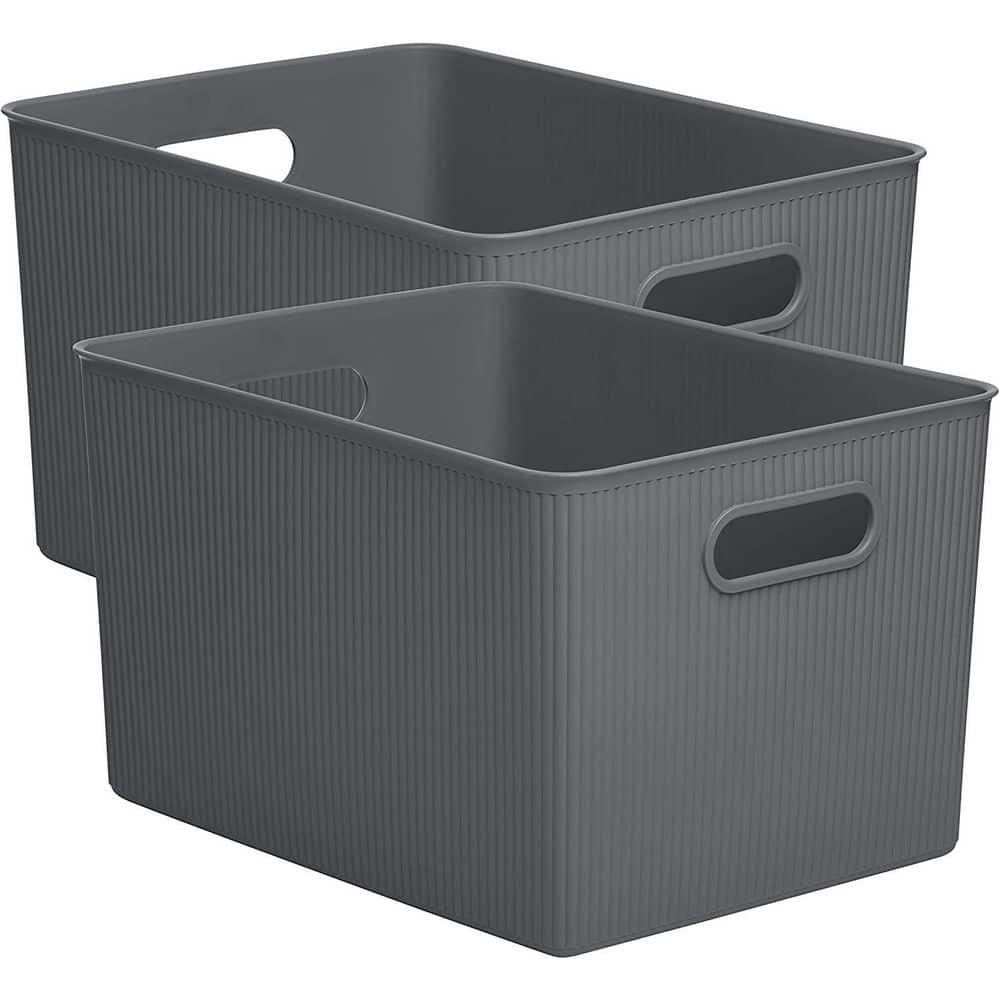 Iris 13.8 qt. Medium Organizer Storage Basket, Gray, Gray/Gray