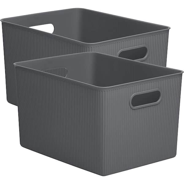 SUPERIO 23 Qt. Plastic Storage Bin, Set of 2, Gray