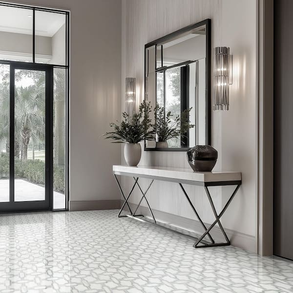 MSI Bianco Gridwork 12 in. x 12 in. Polished Marble Floor and Wall Tile (10 sq. ft./Case)