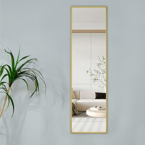 13.9 in. W x 48 in. H Rectangle Golden Aluminium Alloy Metal Frame Wall Mounted Full Body Mirror