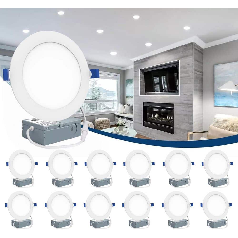 6 in. Adjustable CCT Canless Indoor Integrated LED Ultra Thin Recessed Ceiling Light with Junction Box, 1050LM (12-Pack) price history on PriceWatchPro