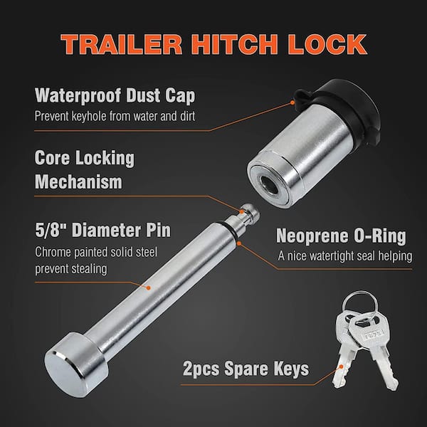 Big Red 5/8 in. Dia Trailer Hitch Receiver Lock Pin with Keys (2-Pack)  ATRMT8026R - The Home Depot