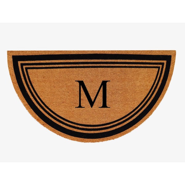 A1 Home Collections A1HC Natural Coir Flock Beige 30 in. x 60 in. Coir & PVC Durable Door Mat for Outdoor Entrance Monogrammed M Door Mat