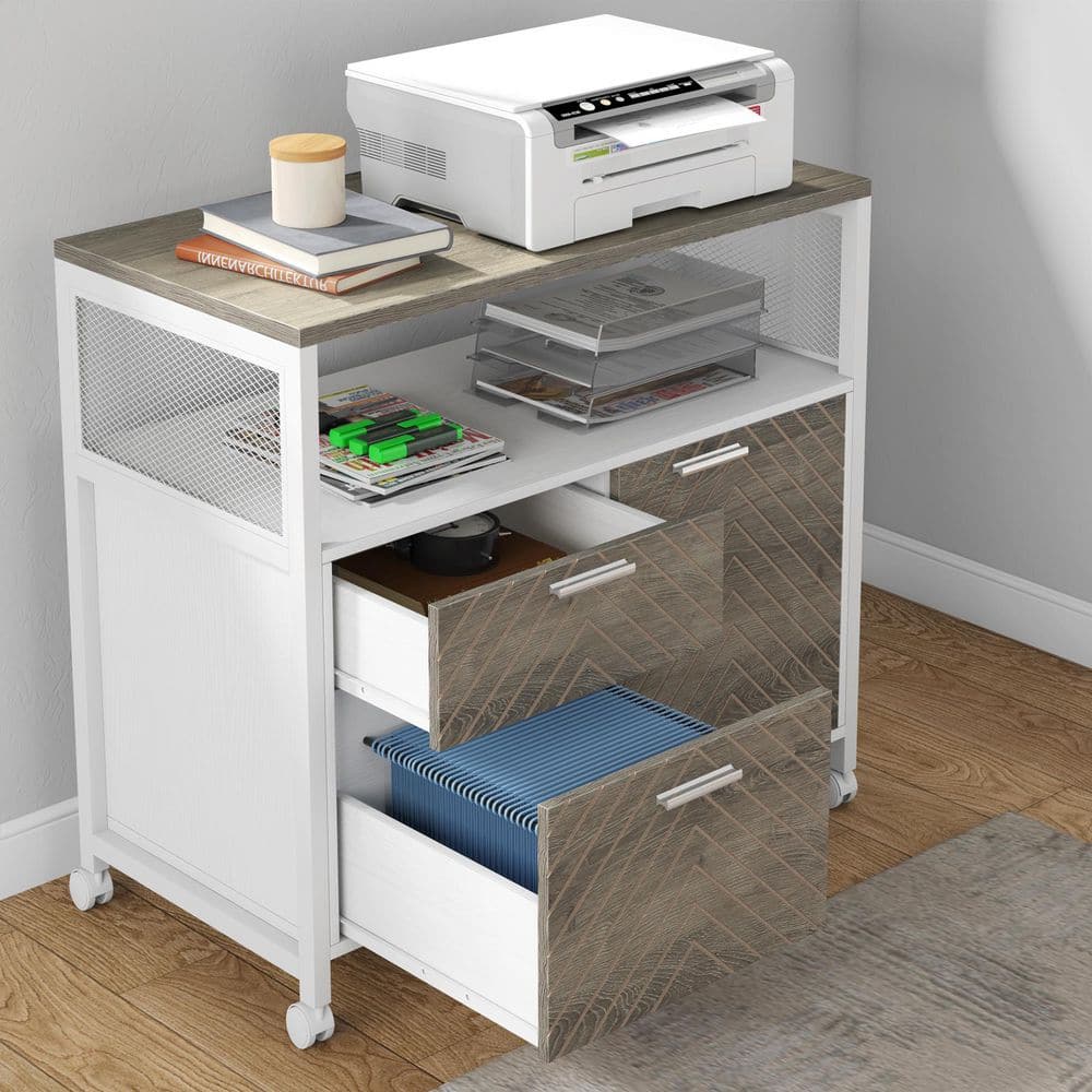 Atencio 2-Drawer Gray and White Engineered Wood 31.5 in. W Lateral File Cabinet