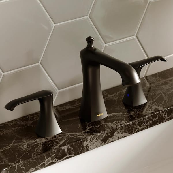 Woodburn 8 in. Widespread 2-Handle Bathroom Faucet with Matching Pop-Up Drain in Matte Black