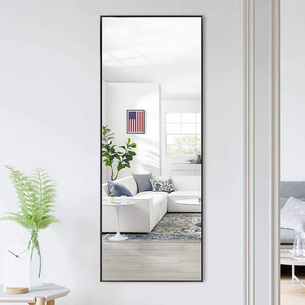 23.6 in. W x 65 in. H Rectangle Framed Black LED Full Length Mirror with Lights Large Floor Mirror Stand Up Dress Mirror