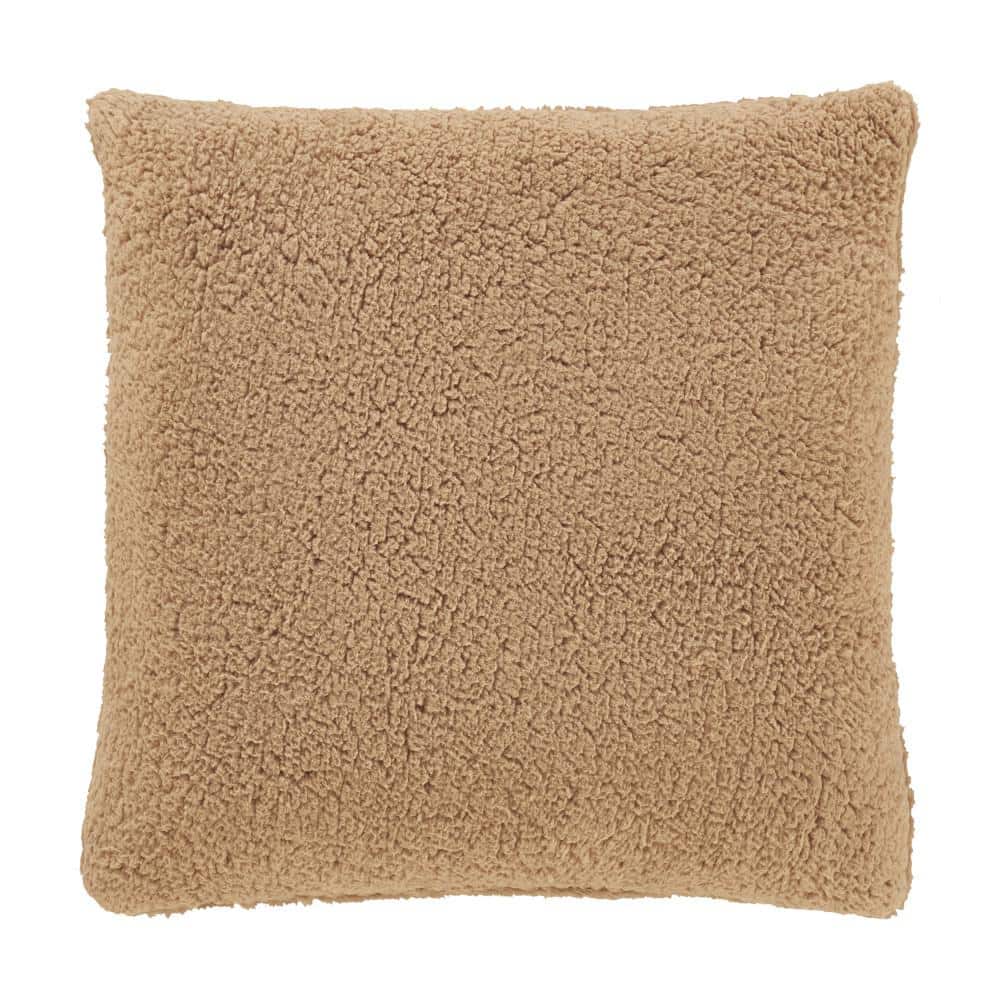 Caress Gold Plush 20" Square Decorative Throw Pillow