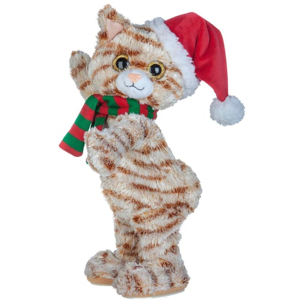 14.17 in. Christmas Animated Plush Twerking Cat