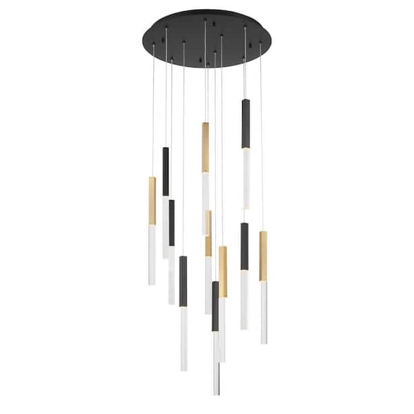 Eurofase Benicio 2.5-Watt 11-Light Integrated LED Gold Round Chandelier with Clear Glass Shade