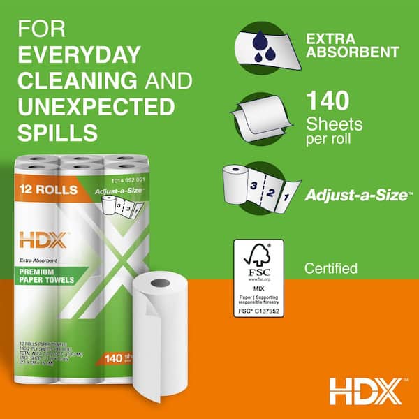 Premium Adjust-A-Size Paper Towel Rolls (140-Sheets Per Roll-12-Rolls)