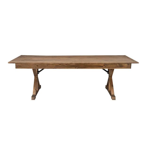 TAYLOR LOGAN Antique Rustic Wood 40.25 in. Trestle Dining Table Seats 8 DI 523471 TAYLH