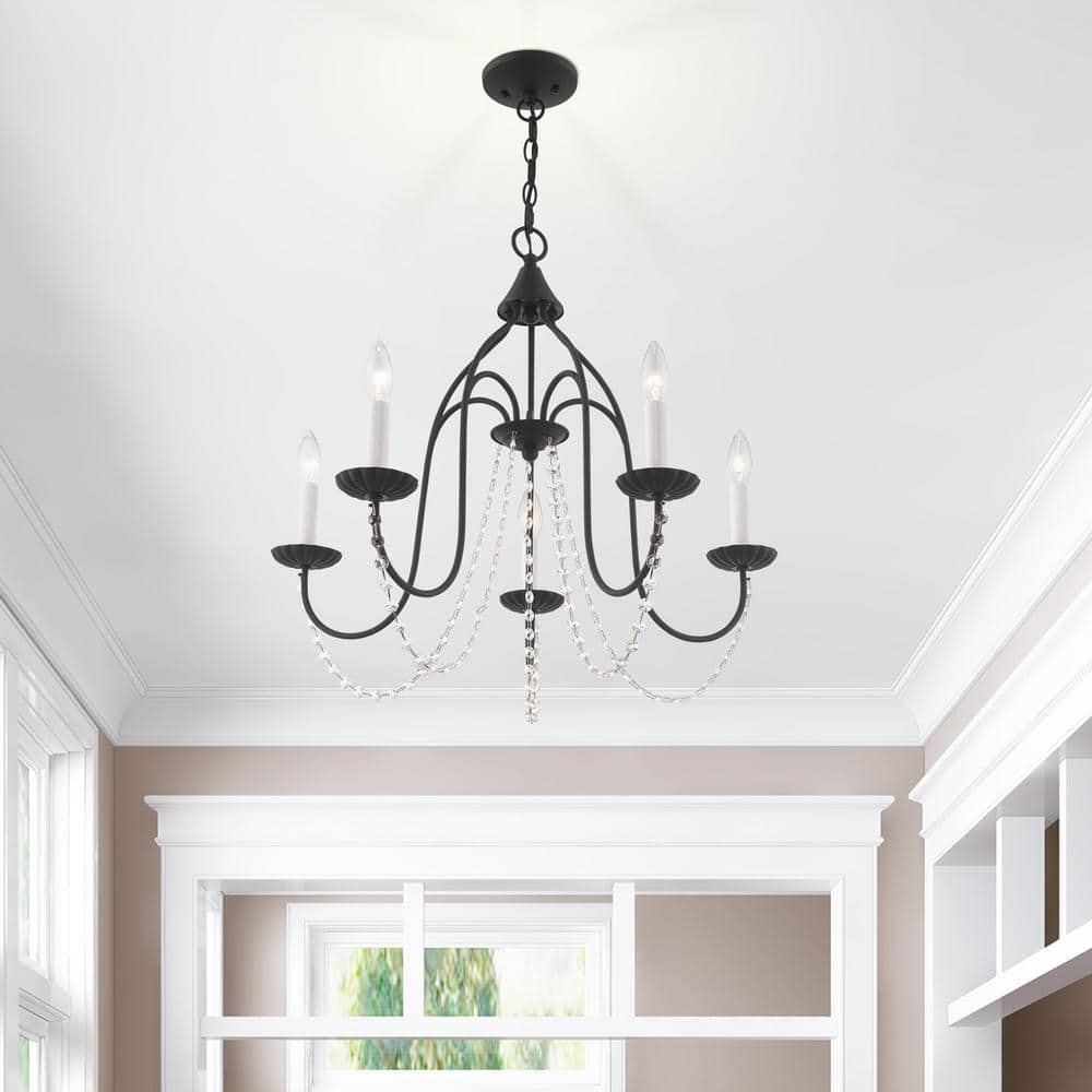 Mini Alessia 5-Light Black Crystal Chandelier