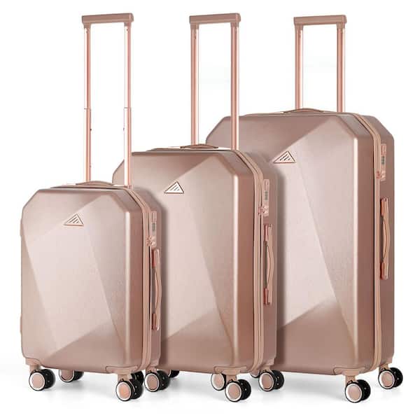 HIKOLAYAE Pleasant View Nested Hardside Luggage Set in Luxury Rosegold, 3 Piece - TSA Compliant
