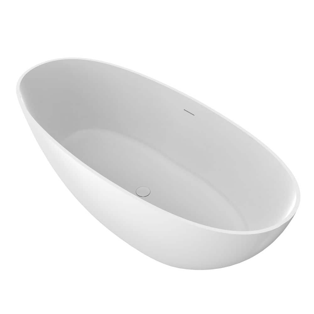 70.87 in. x 31.10 in. Soaking Solid Surface Freestanding Bathtub with Center Drain in Matte White price history on PriceWatchPro