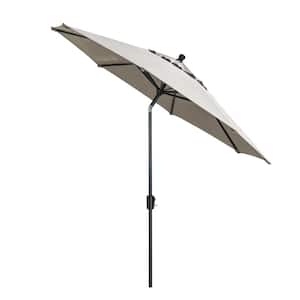 9 ft. Aluminum Market Push-Button Tilt Patio Umbrella in Cast Shale with Black Pole
