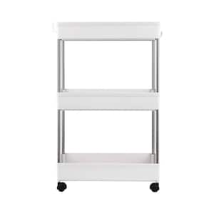 3 Tiers Mobile Plastic Multi-Functional 4-Wheeled Storage Cart in White