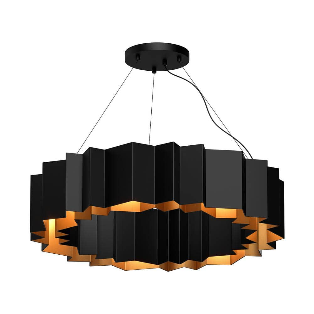 Kuzco Akira 30 in. 7 Light 60-Watt Black/Gold Chandelier CH58030-BK/GD -  The Home Depot