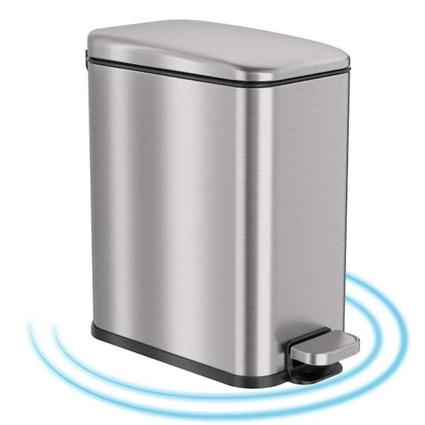 SoftStep 16 Gal. Stainless Steel Step Trash Can and Recycle Bin Combo Unit  with Removable Inner Bins for Kitchen, Office