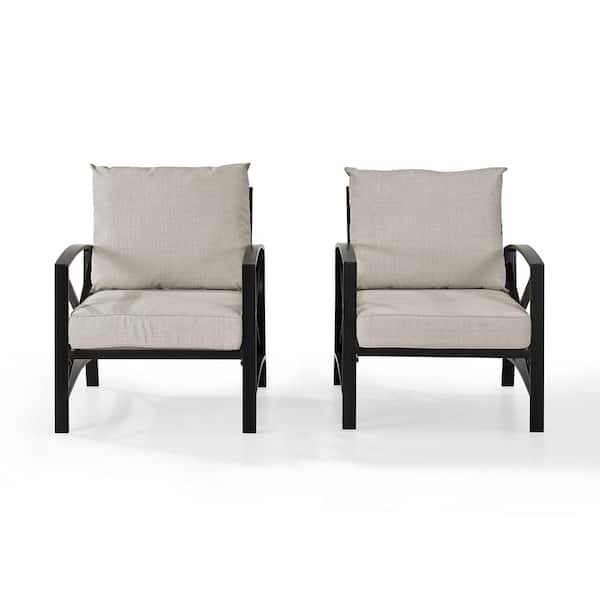 CROSLEY FURNITURE Kaplan 2-Piece Metal Patio Outdoor Seating Set with Oatmeal Cushion - 2-Outdoor Chairs