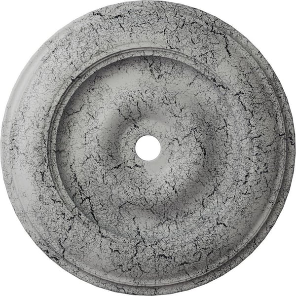Ekena Millwork 4 in. x 44-1/2 in. x 44-1/2 in. Polyurethane Classic Ceiling Medallion, Ultra Pure White Crackle
