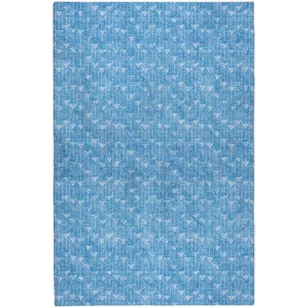 Dream Shag Premium Machine Washable Abstract ADS514 Blue 3 ft. x 5 ft. Area Rug